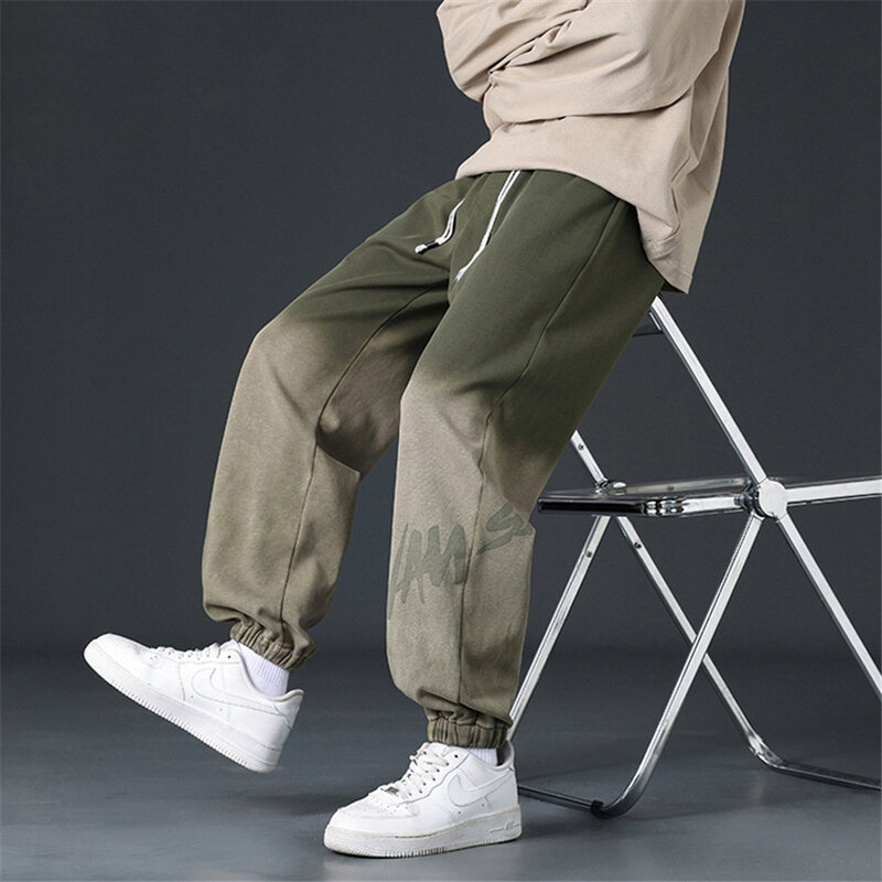 Spodnie dresowe męskie spodnie do joggingu Plus rozmiar 8XL moda na co dzień gradientowe spodnie męskie duży rozmiar joggersy elastyczna talia