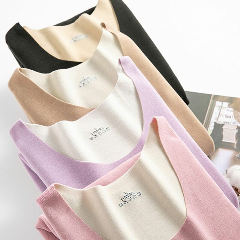 Einfache weiche Hosen T-Shirt O-Ausschnitt Deutsch Fleece koreanischen Stil Nachtwäsche elastische Unterwäsche Frauen Thermo Unterwäsche Long Johns Set