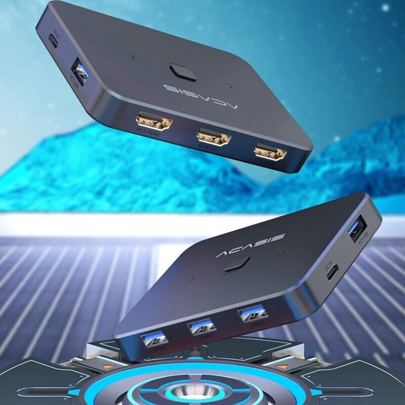 4K 1 KVM Switcher para PCs Partilha Monitor Scanner USB3.0 3X1 HDMI-compatível Qualidade Superior