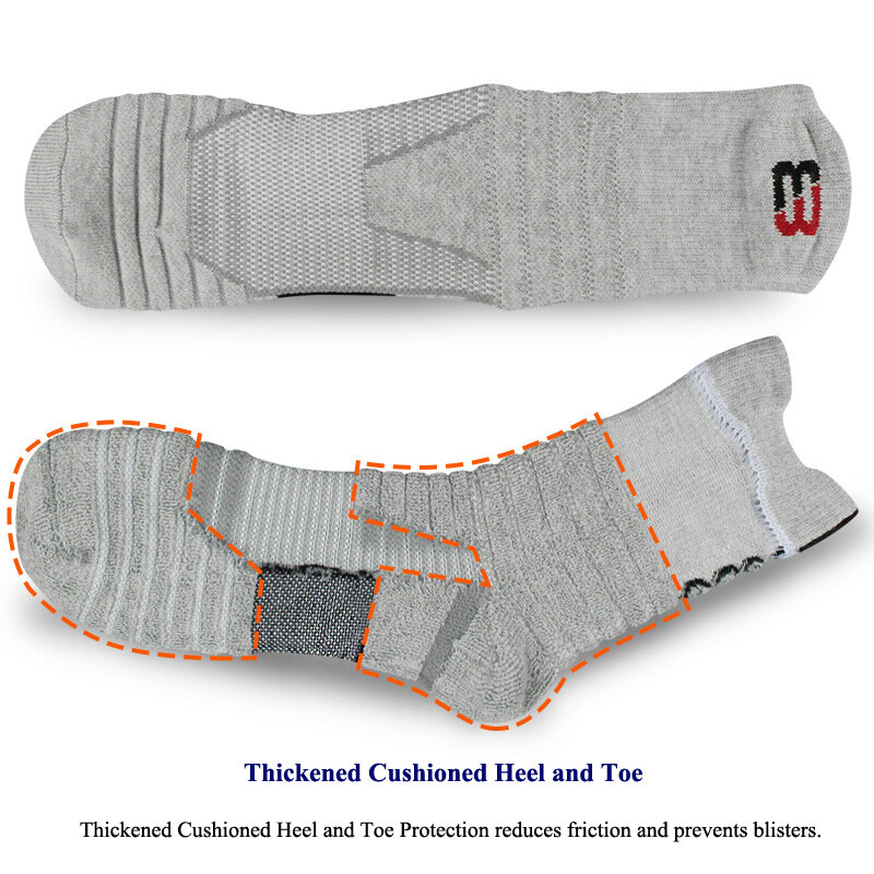 Men Sports Socks Shock-absorbing Cushion Terry Towel Basketball Cycling Running Hiking Tennis Socks for Women Cotton Size 31-48