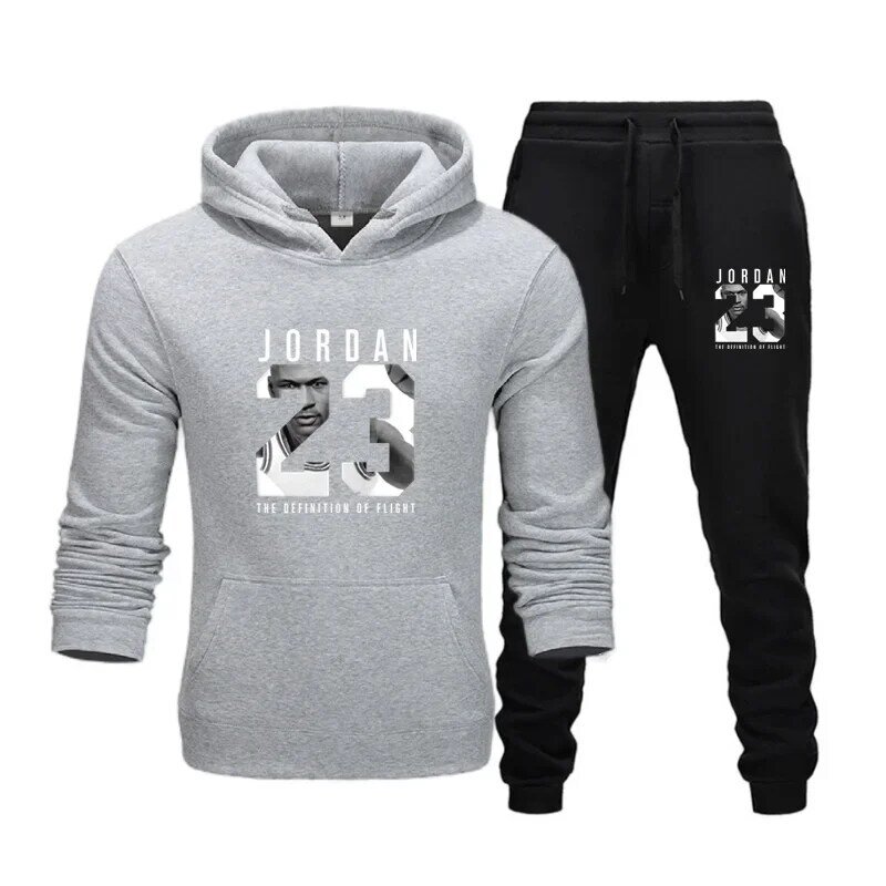 Men's and women's hooded sportswear and jogging pants, hip-hop sportswear, fashion set, spring/summer, 2 pieces