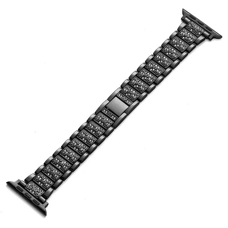 Roestvrijstalen Horlogeband Met Strass Inlay Voor Apple Watch Serie 7/8/Se/Ultra 41Mm/45Mm/49Mm Decoratie Armband