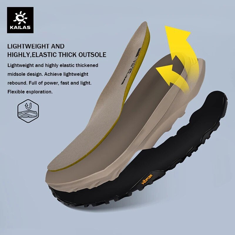 KAILAS KUOCANG-2 FLT sapatos de montanha para homens e mulheres, tênis leves impermeáveis, respiráveis, confortáveis, caminhadas, Vibram, KS2332109