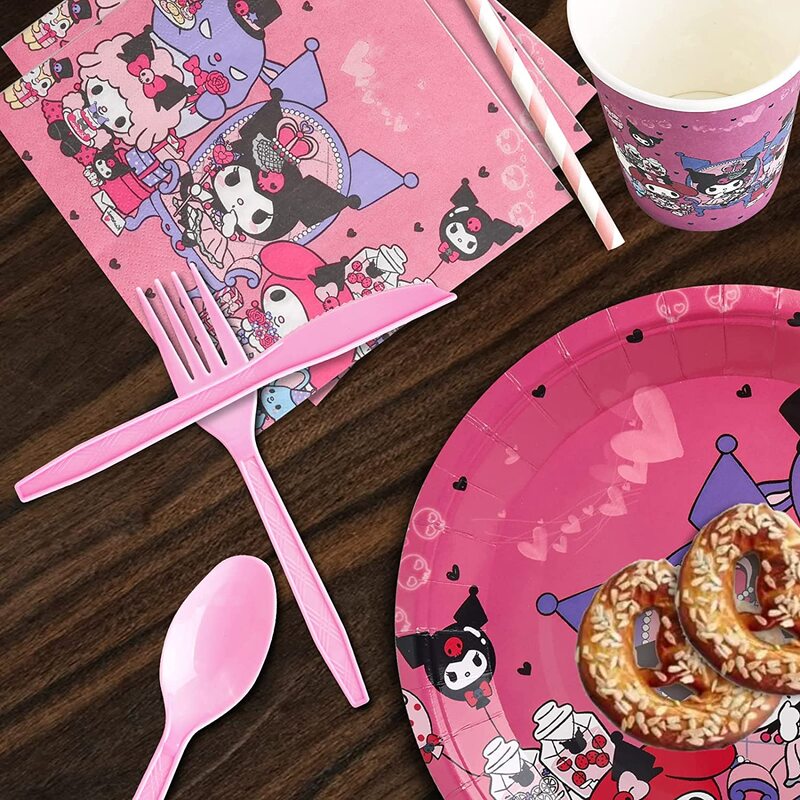 Kromi-誕生日パーティーの装飾,ピンクのテーブルクロス,風船,9プレート,バナー,ベビーシャワー用品,おもちゃ