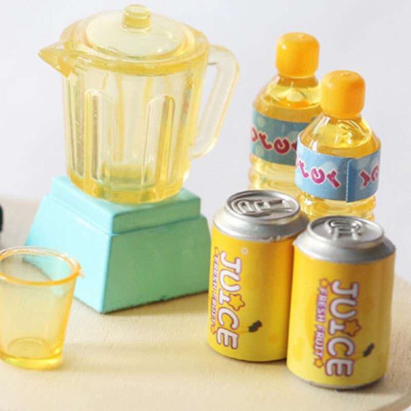 6Pcs/Set 1/12 Dollhouse Miniature Accessories Kitchen Mini Juicer Beverage Model