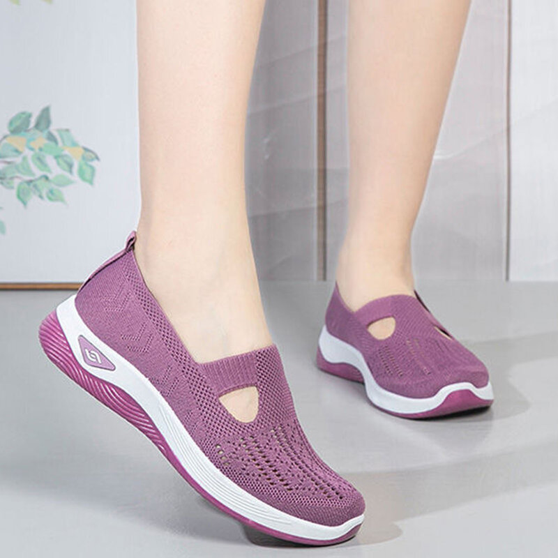 Woman Flat Bottom Mesh Shoes Elderly Walking Sneakers Gift for Girl friend Female Lover
