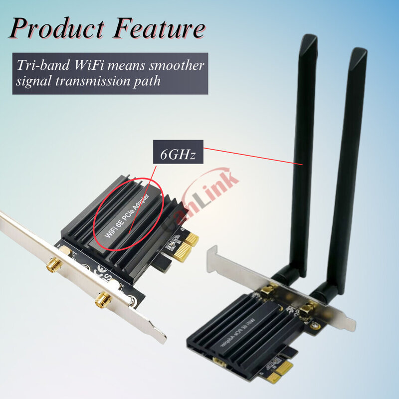 AX5400 Беспроводной Wi-Fi адаптер 2,4G/телефон/6 ГГц PCIE для сетевой карты 5400 Мбит/с трехдиапазонный Wi-Fi 6E
