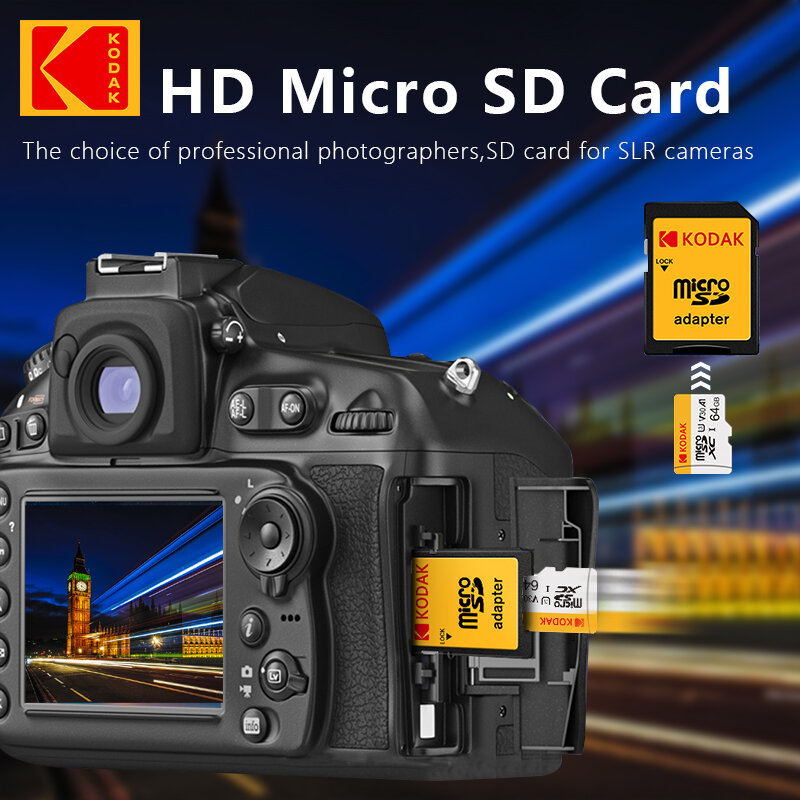 새로운 스타일 KoDak 마이크로 SD 카드, 클래스 10 플래시 메모리 카드, 128GB, 256GB, 미니 TF, 스마트폰 카메라용, 최대 98 MB/s, 64GB, 32GB