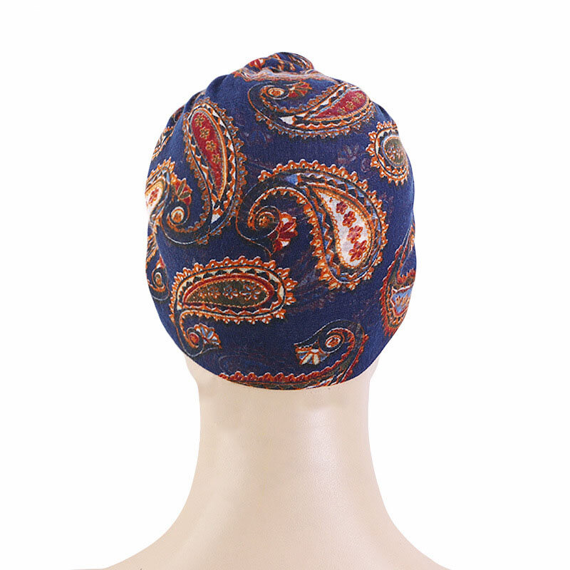 African Print Muslim Women Twist Knot Turban Beanie Cap Head Wrap Long Stretch Hijab Femme Scarf Turbante Bandana Hair Headdress