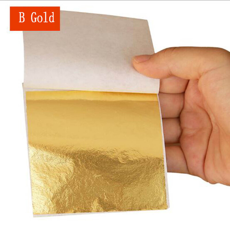 50X złote/srebrne/folia miedziana dwustronne liście liści arkusze papier ze złoceniami dekoracji do rzemieślnicze dekoracje papieru do projektowania