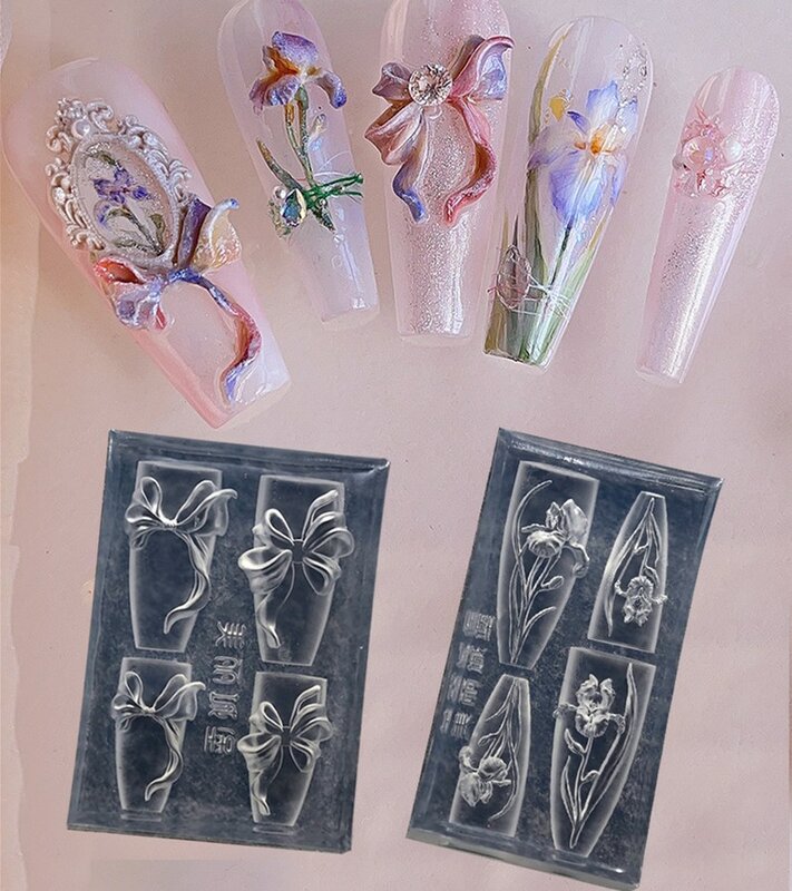 قالب زهور أكريليك ثلاثي الأبعاد ، زنبق الوادي ، ديكورات فنية للأظافر ، تصميم ذاتي الصنع ، أظافر سيليكون ، 1 1000