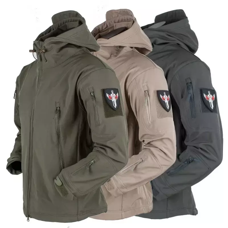 Куртка мужская тактическая, военная Водонепроницаемая армейская куртка с флисовой подкладкой, с капюшоном, ветровка и брюки, мягкая, темно-синяя