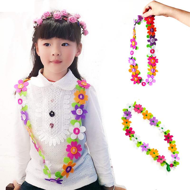 3Pcs/ DIY Creative Necklace Garland Non-woven Handcraft Material Package Art Crafts Educational Children Toys Exquisite Flower