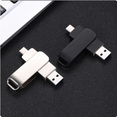 USB portabel, 2in 1 U Disk 64GB 128GB 256GB USB2.0 antarmuka tipe-c komputer bersama transmisi USB memori pen drive logam