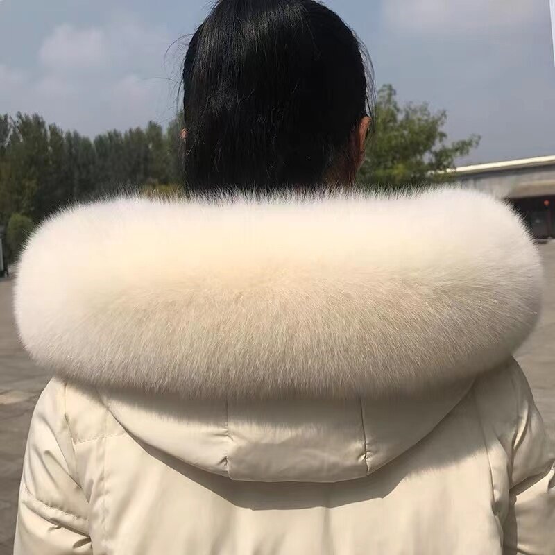 Fox Fur Collar For Women Coat Jackets Winter Furry Fur Scarves Neck Warmer Fur Shawls Female Real Natural Luxury Fur Scarf 
