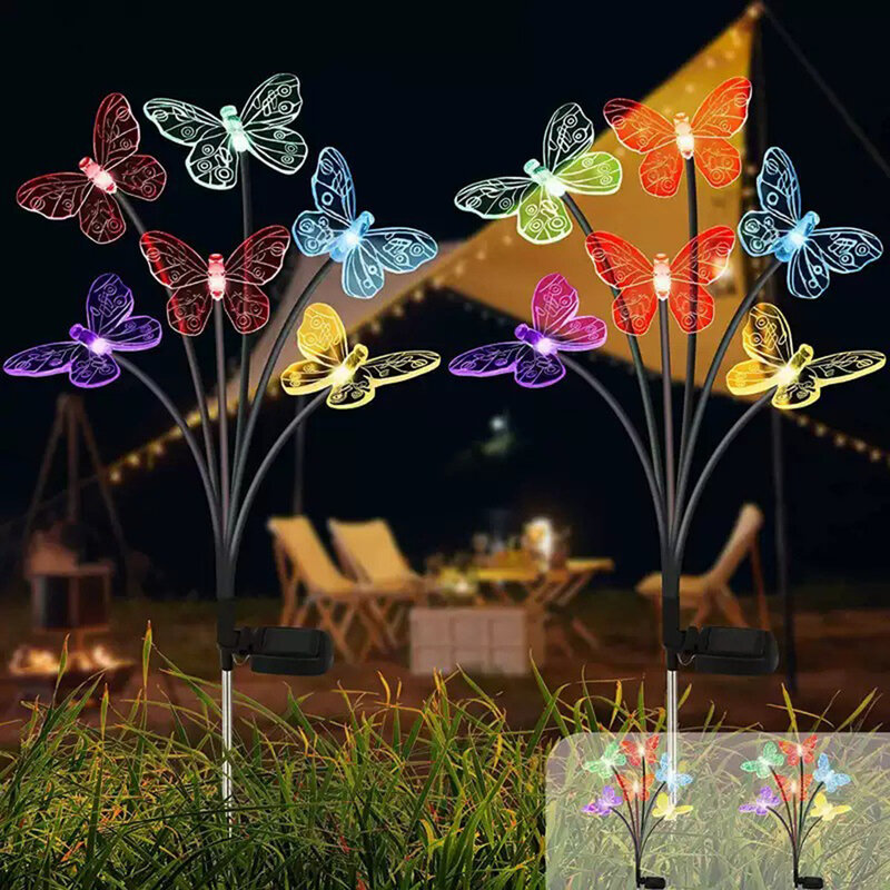 Фонари-бабочки на солнечной батарее, уличные водонепроницаемые садовые фонари с питанием от солнечного света, ландшафтные фонари-бабочки для газона, украшение для сада