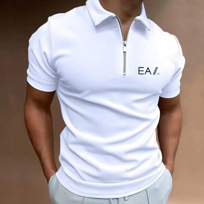 Summer Men's Casual Short-Sleeved Polo Shirt Office Fashion Threaded collarr T-Shirt Men's Breathable Polo Shirt Men's Clothing