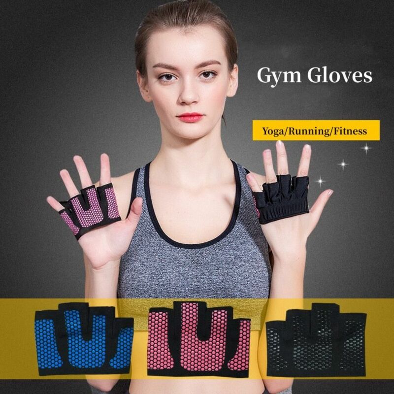 1 pasang empat jari sarung tangan Fitness, sarung tangan Fitness angkat berat tidak licin Pelindung tangan setengah jari