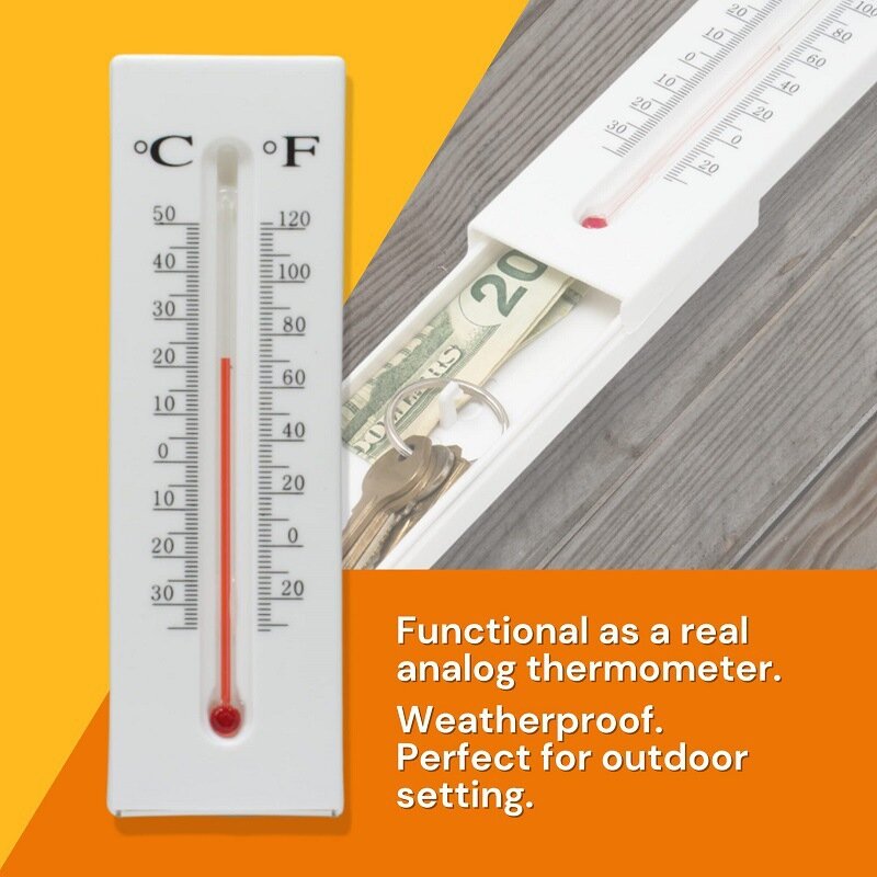 Creative personality, simple and interesting outdoor fake thermometer, hidden key storage and storage device