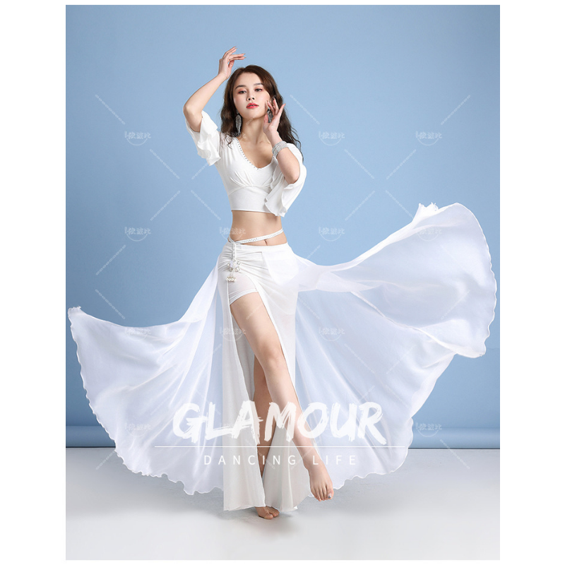 Fato elegante de dança do ventre feminino, saia longa, deusa, traje de treino oriental, dança, roupas de performance feminina