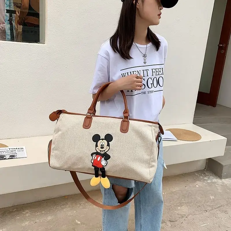 Disney-bolso de viaje de Mickey para mujer, bolsa de equipaje de viaje de gran capacidad, bolsa de viaje, bolsa de Fitness portátil de marca de lujo