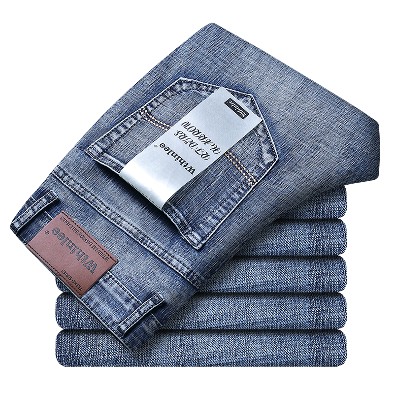 Wthinlee-pantalones vaqueros de negocios para hombre, Jeans informales, elásticos, clásicos, azul y negro, ropa de marca