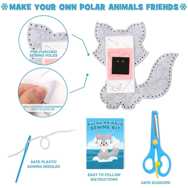 S Kit de costura Zoodiy para niñas y niños, manualidades de arte para niños, juego educativo de costura para guardería, juguetes para principiantes
