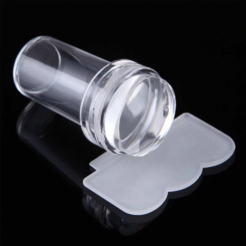 1pcs Transparent Silicone Nail Art Stamping Kit French Design For Manicure Plate Stamp Polish Seal Two Side Stamper Scraper Tool