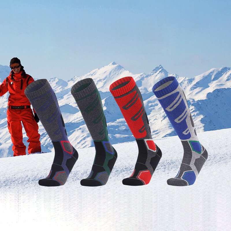2 جوارب تزلج حرارية من صوف الميرينو للتزلج على الجليد ، ارتفاع الركبة ، الدفء ، الصيد ، الجفاف ، الثلج ، التخييم ، الطقس البارد ، الشتاء