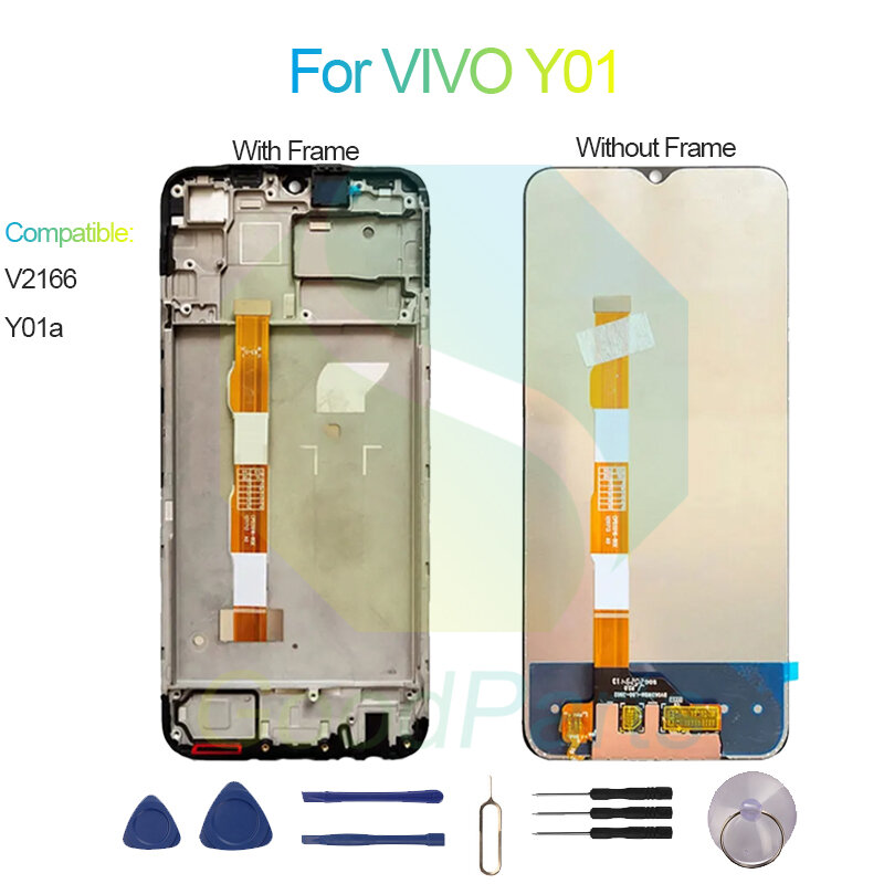 VIVO Y01 LCD 터치 디지타이저 스크린 디스플레이 교체, 1600*720 V2166 Y01A