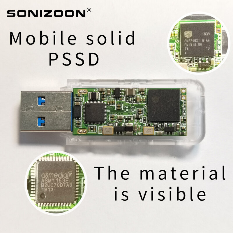 SONIZOON-Unidade Flash Externa Portátil de Estado Sólido, Pen Drive USB 3.0, PSSD, 64 GB, 128 GB, 256GB, PC