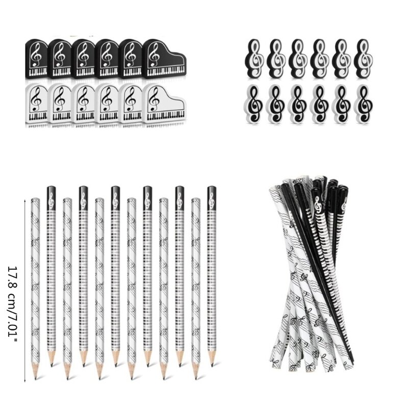 Music Note Pencils Music Pencils Music Themed Pencils with Erasers Party Favor Classroom Supplies for Students Kids