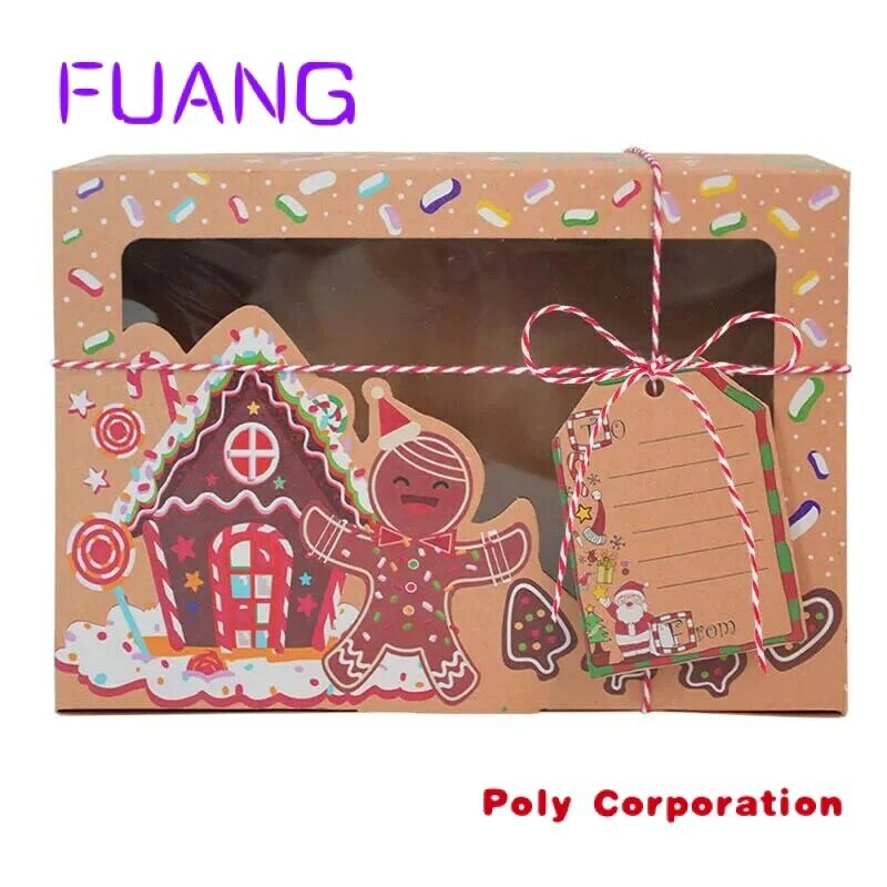 Custom  Merry Christmas Cookie Boxes Cupcake Brownies Christmas Paper Bakery Treat Boxes For Packagingpacking box for small busi