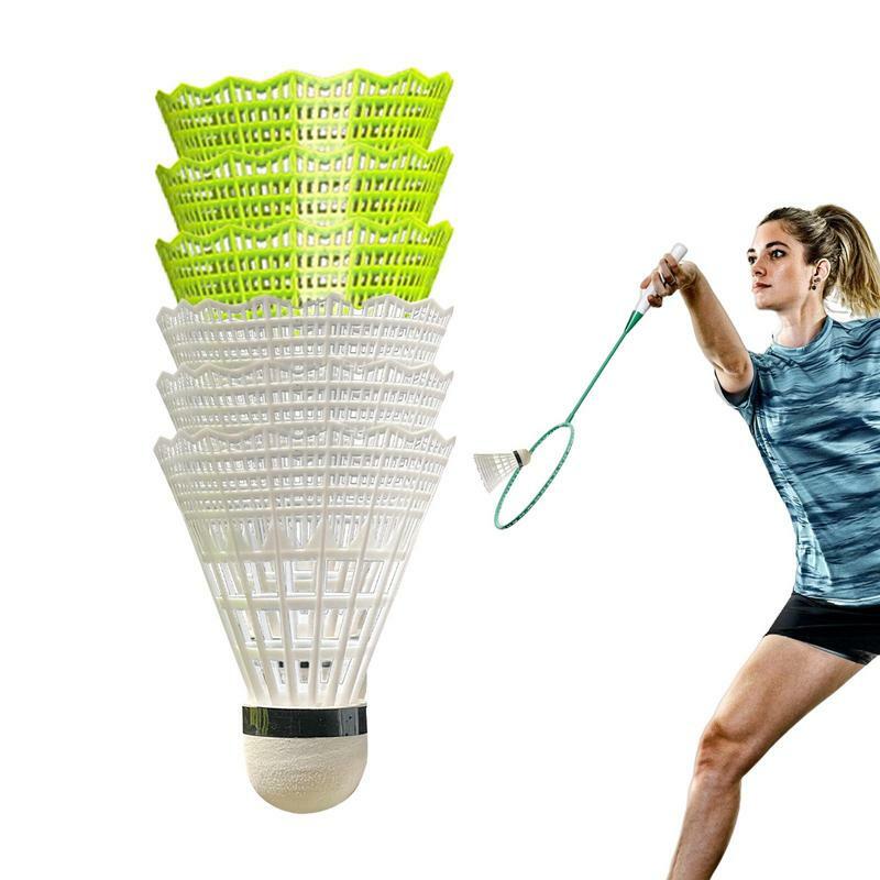 Kok Badminton nilon, 3-6 buah Kok Badminton nilon dengan stabilitas besar dan daya tahan dalam ruangan luar ruangan, bola latihan olahraga