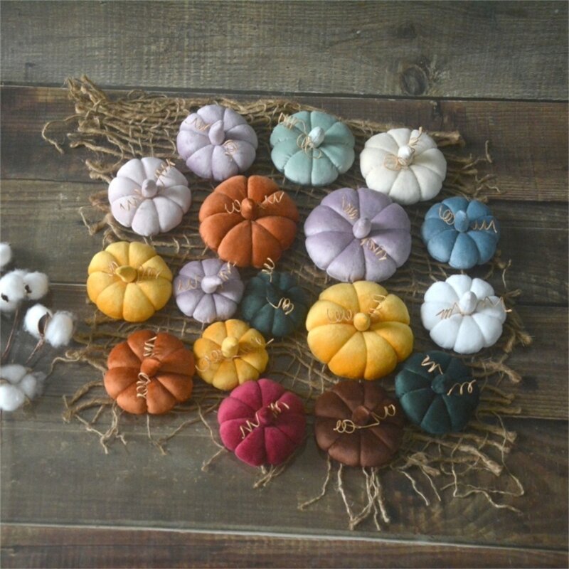 3 PCs/set Solid Colours Velvet Pumpkins Photography Props Accessories Baby Thanksgiving Party Holiday Photo Shooting Decors