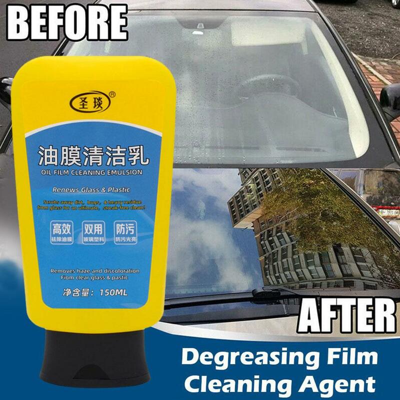 Detergente per vetri per auto da 150ml con spugna rimuove la pellicola dell'olio e ripara la pasta detergente universale per pellicole per olio per parabrezza accessorio per automobili