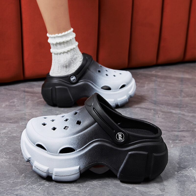 Dziewczęce chodaki mody Gradient sandały na platformie dwukierunkowe zużycie wzrost sandały buty na lato kobiety na plażowych zjeżdżalniach