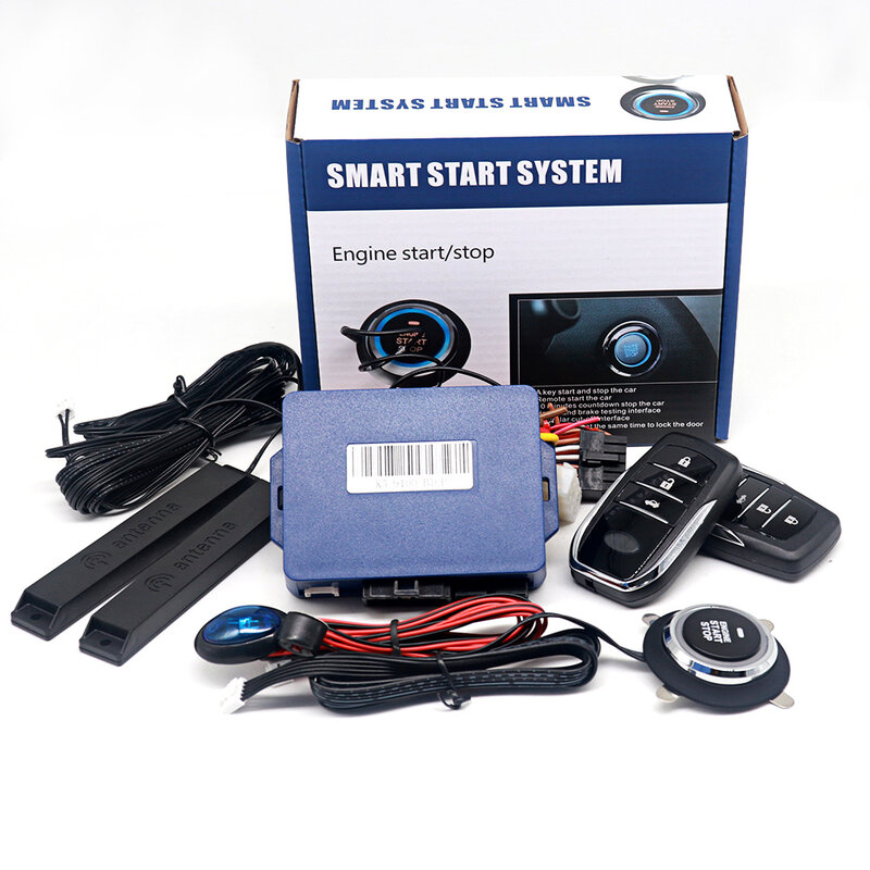 Car Alarm With Autostart Push One Button Auto Start Stop Keyless Entry System Smart Key Remote Start Kit Automotive Accessories