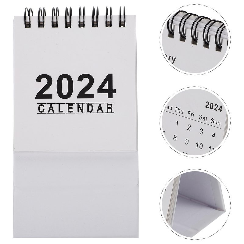 Kalender Flip berdiri Desktop 2024 kalender meja Mini berdiri Flip tahun akademis bulanan kalender perencanaan harian