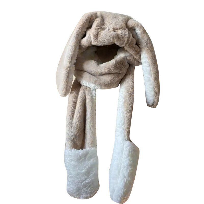 Плюшевая шапка шарф перчатки в комплекте с большими кроличьими ушками защита от холода милые Мультяшные женские новые шапочки шапки Рождественский подарок