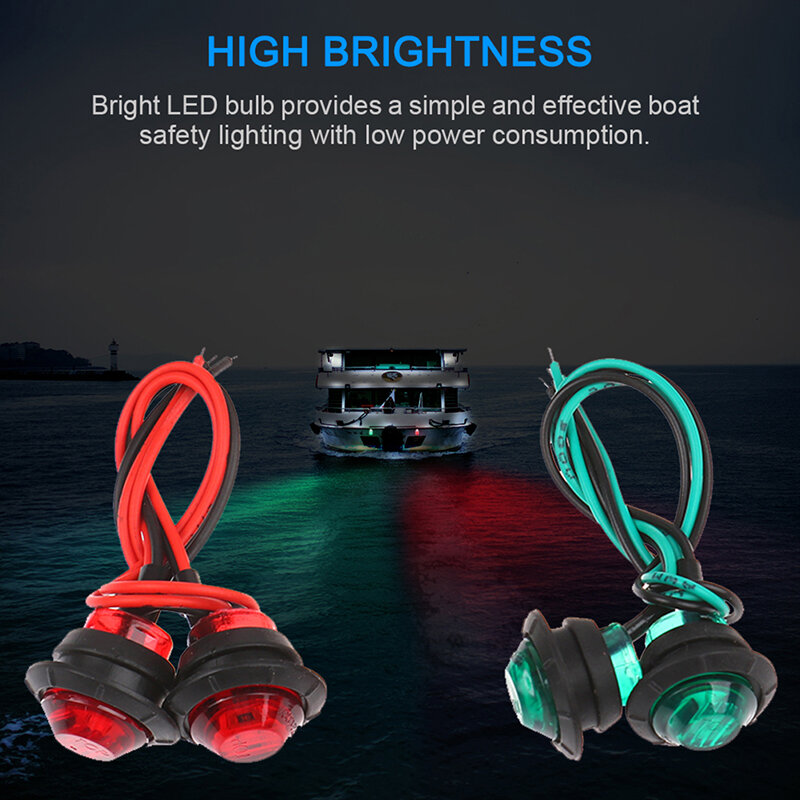 Luces LED de popa redondas para barco marino, lámparas traseras blancas impermeables, marcador lateral para yate, luces de cortesía, 12V, juego de 10 unidades