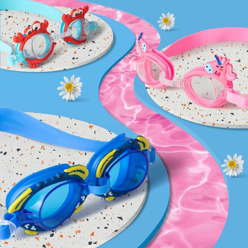نظارات السباحة للماء ، نمط الكرتون ، مرنة ، مفيدة ، للفتيان والفتيات