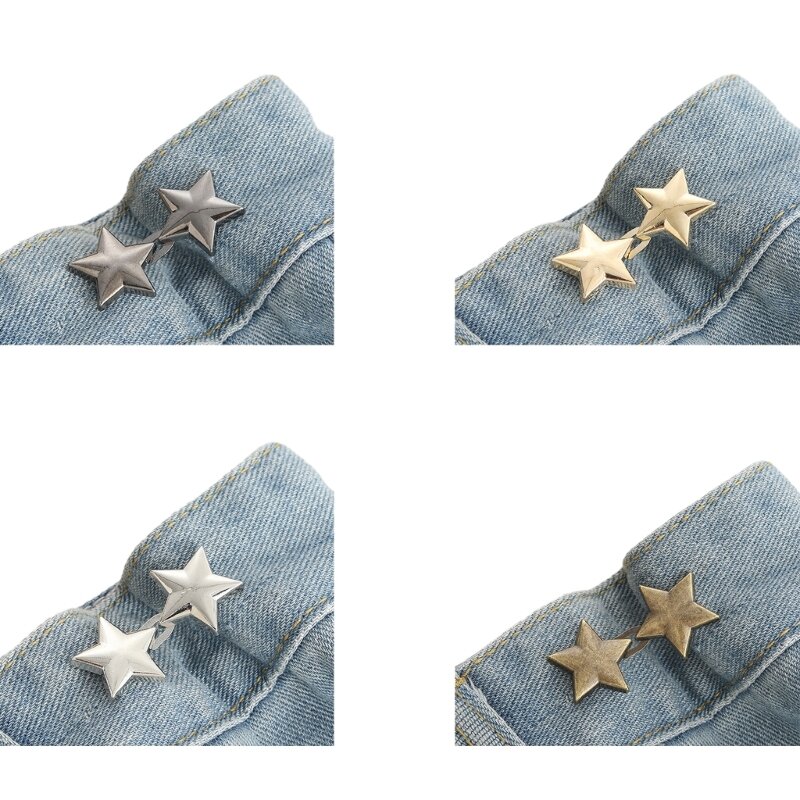 Alfileres botón Jean hebilla cintura ajustable alfiler pantalón estrella sin costura estrella apretar alfiler