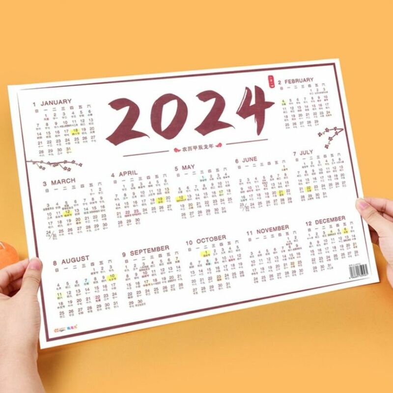 Planificador de horario 2024, calendario de Año Nuevo, planificador de tiempo de papel, estudiar Plan de trabajo, calendario de pared de papel, Agenda anual, listas de tareas pendientes