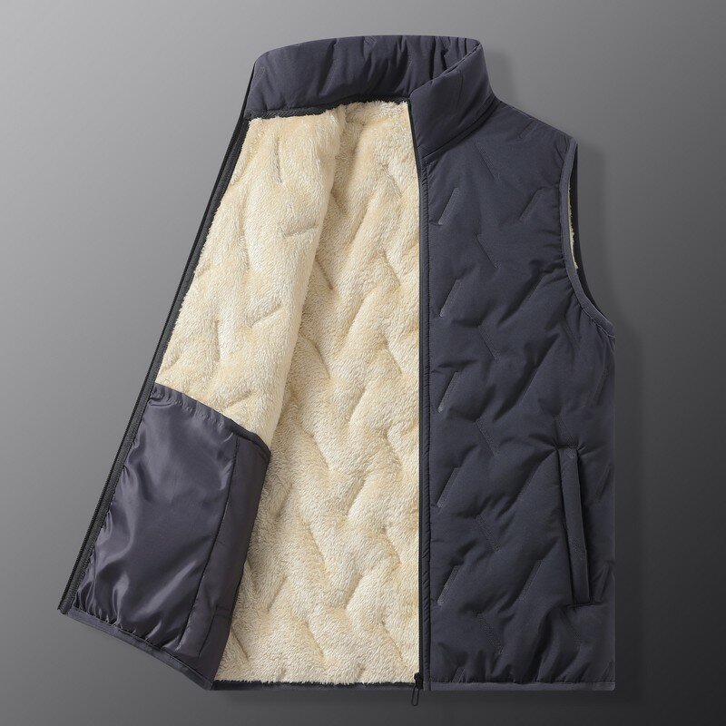 Chaqueta de lana con relieve Rectangular para hombre, chaleco cálido a prueba de viento, talla grande, abrigo informal de Color sólido, 5XL, invierno, 2023