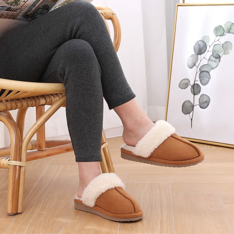 Crestar รองเท้าแตะโฟมจำรูปขนปุยของผู้หญิง, รองเท้าใส่ในบ้านฤดูหนาวรองเท้าคู่รักใส่ในบ้านเพื่อให้ความอบอุ่นในร่มและกลางแจ้งมีการห่ออย่างดี