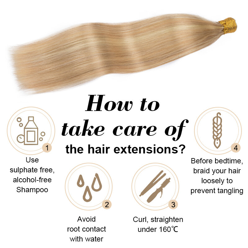 Extensions de cheveux humains droites I-Tip, vrais cheveux naturels, capsule KerBrian, brun et blond, document 12-26 po, 50 pièces par ensemble