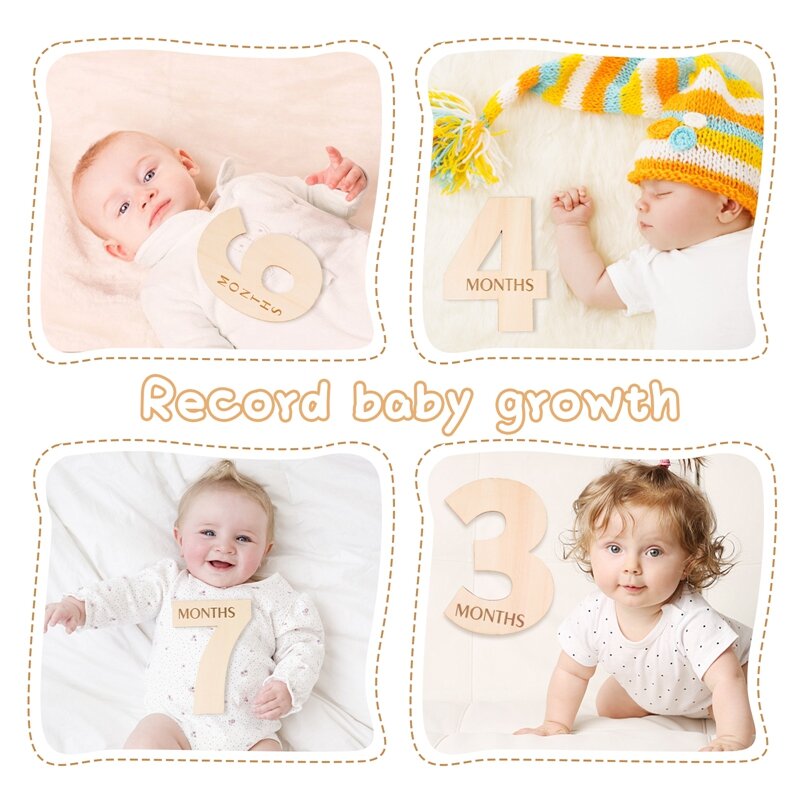 14 pçs de madeira do bebê marco cartões feitos à mão digital mensal photocards fotografia bebê gravado idade marco fotografia adereços