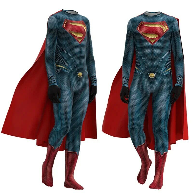 Superman Wunder Superheld Clark Kent Kal El Cosplay Kostüm Bodysuit Overall Halloween Party Kostüme für Kinder Aldult