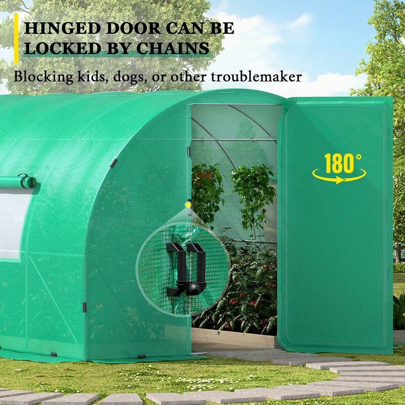 7.5 FT Extra High Large Walk-in Tunnel Greenhouse for Outdoors, Heavy Duty Galvanized Hot House Plants Shed Greenhouse kit